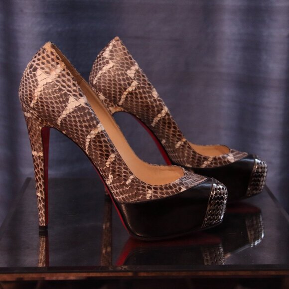 Christian Louboutin Python Silver Toed Platforms 8.5 - Picture 2 of 3